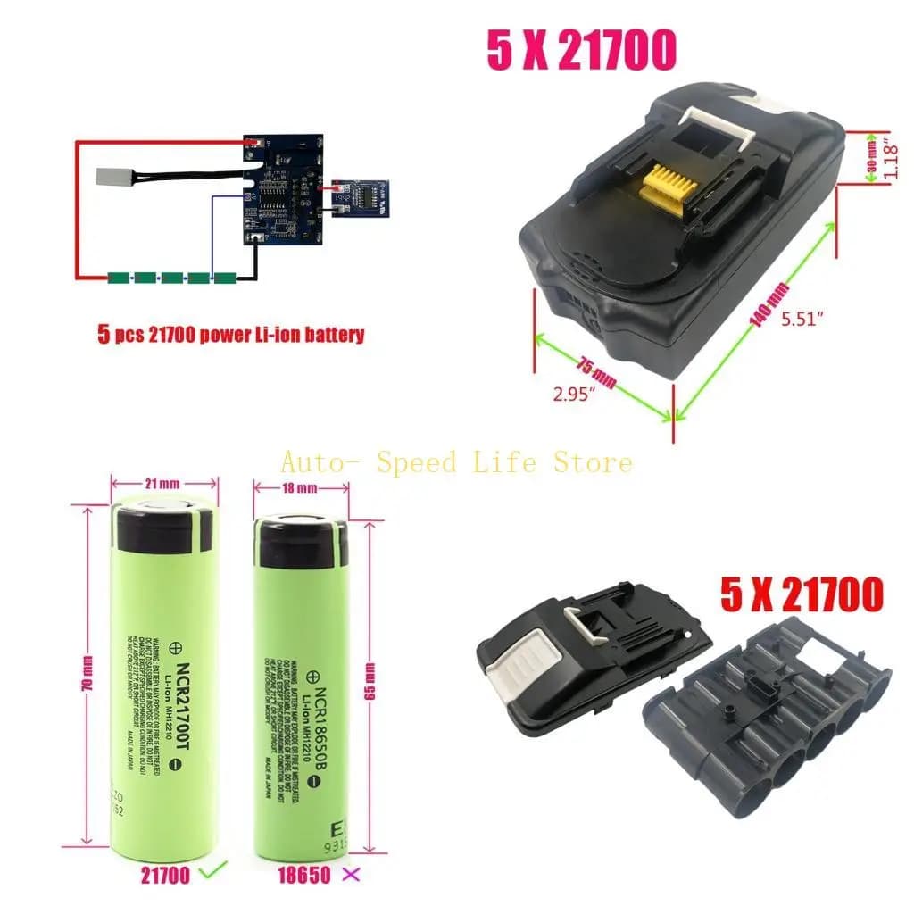 02DA Batteria BL1830 5 X 21700 antiusura per circuito stampato PCB per scatola batteria 18V Plastica dura per scatola Shell