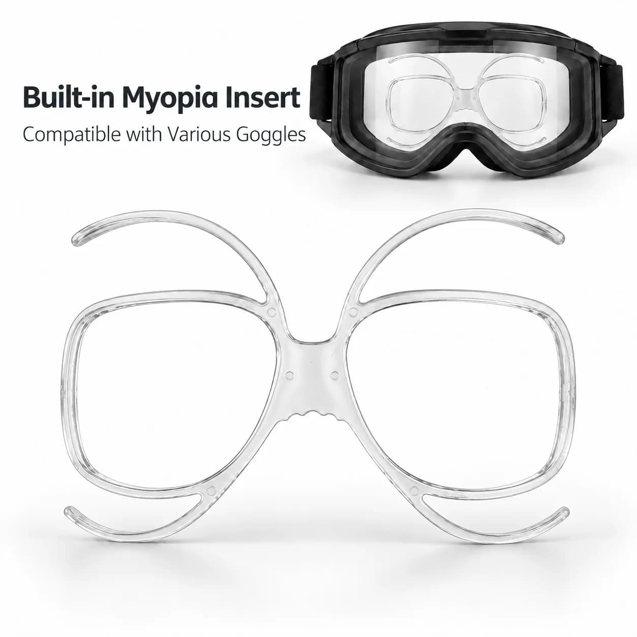 Universal RX Insert Butterfly Clip, Goggles Prescription Optical Adaptor, Compatible With Most Motorcycle & Ski Goggles