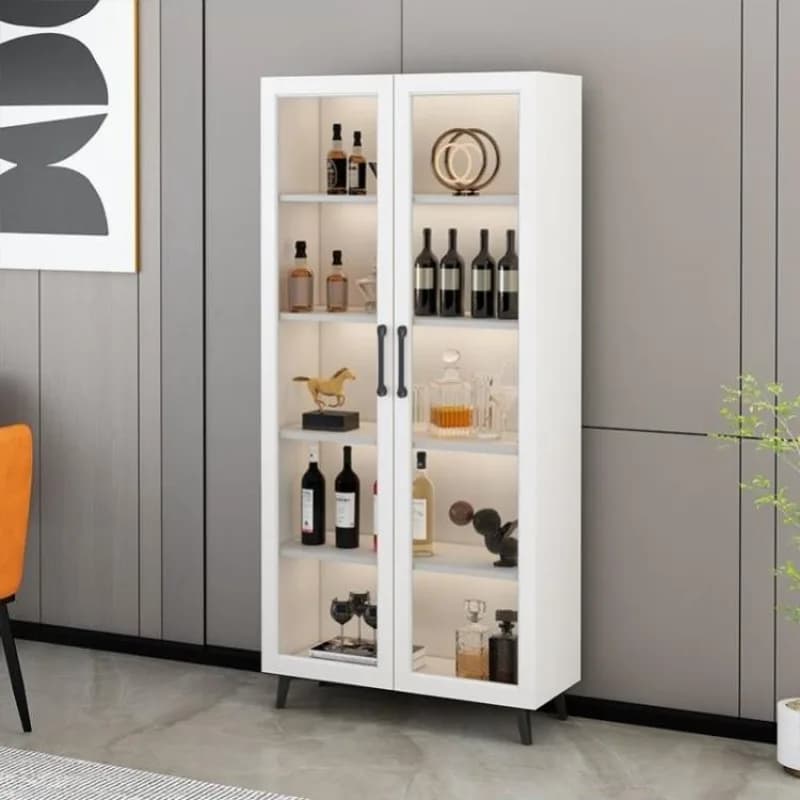 Vitrina Vetrina in vetro con ante in vetro Mobili per ripiani da bar Scaffali da parete Decorazione bar per la casa Portabottiglie per vino