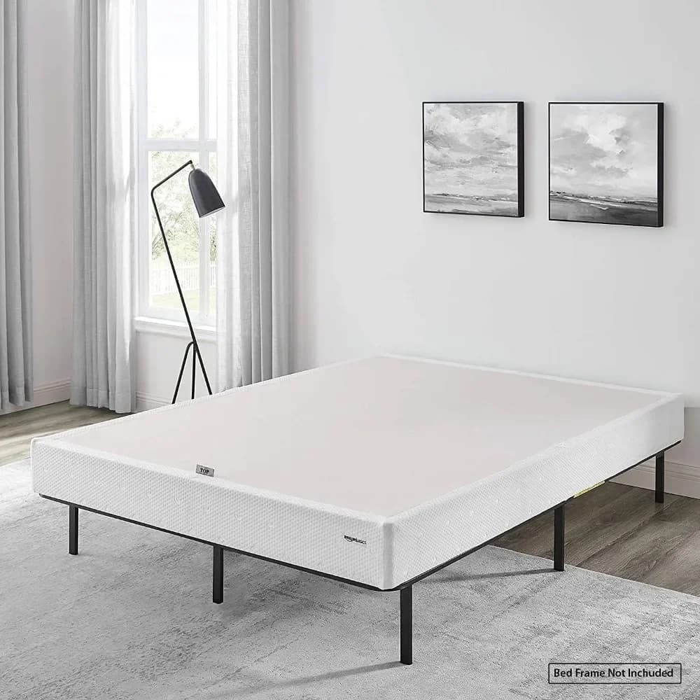 Base per letto a molle Smart Box, fondotinta per materasso da 5 pollici, montaggio facile senza attrezzi, King, bianco