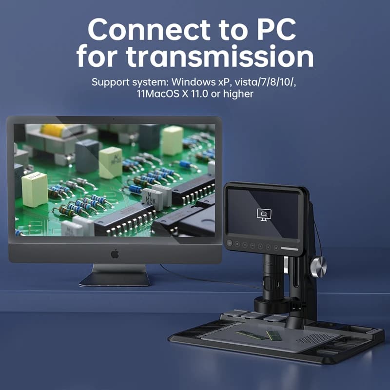 1600X microscopio digitale schermo HD da 12mp lente d'ingrandimento a LED lente d'ingrandimento manutenzione strumenti di riparazione del banco da lavoro collegare il telecomando del PC