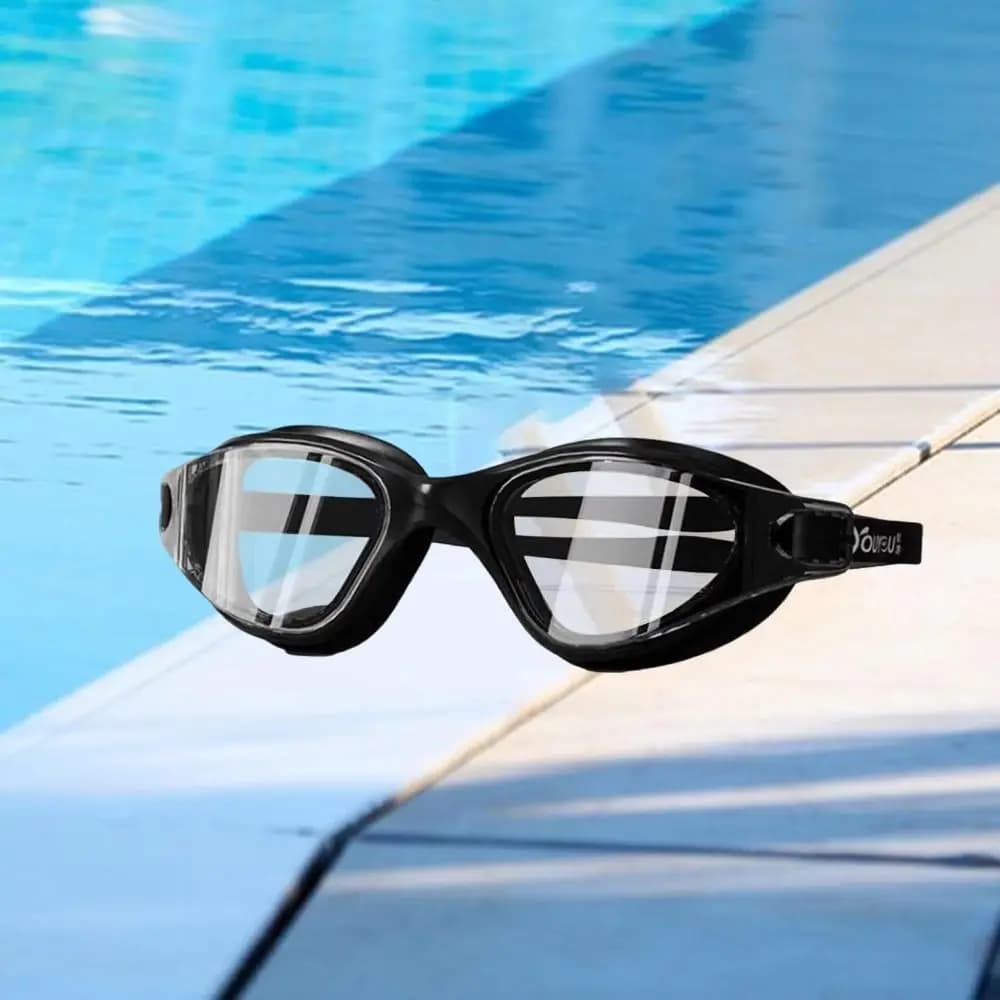 Anti-fog Adult Swimming Goggles Set with Nose Clip Adjustable Diving Eyewear with Ear Plugs Wide Vision