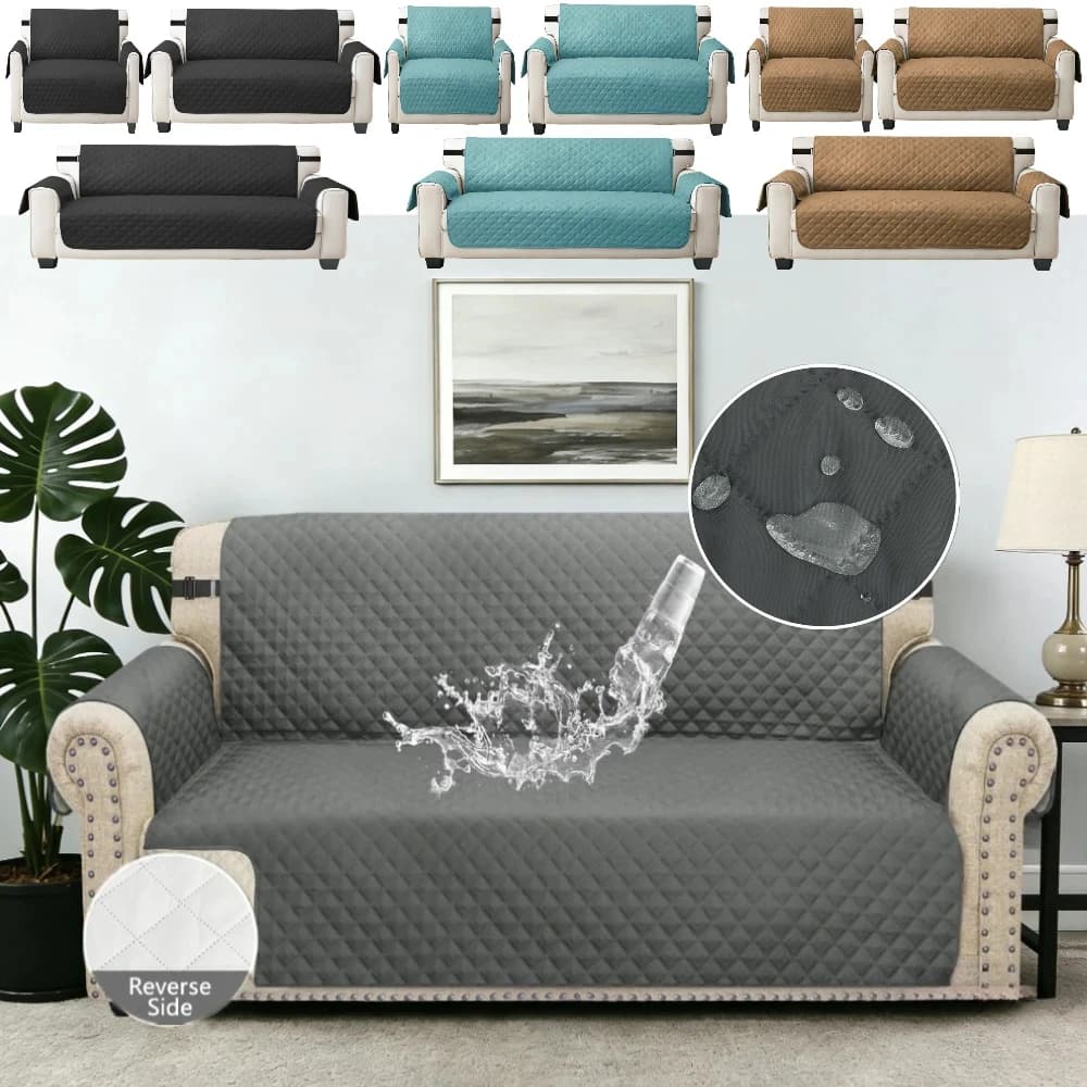 1pc Waterproof Reclining Sofa Chair Cover for Domestic Animals Children Quilted Anti-wear With Elastic Belt Furniture Lining 1/2/3/4 places