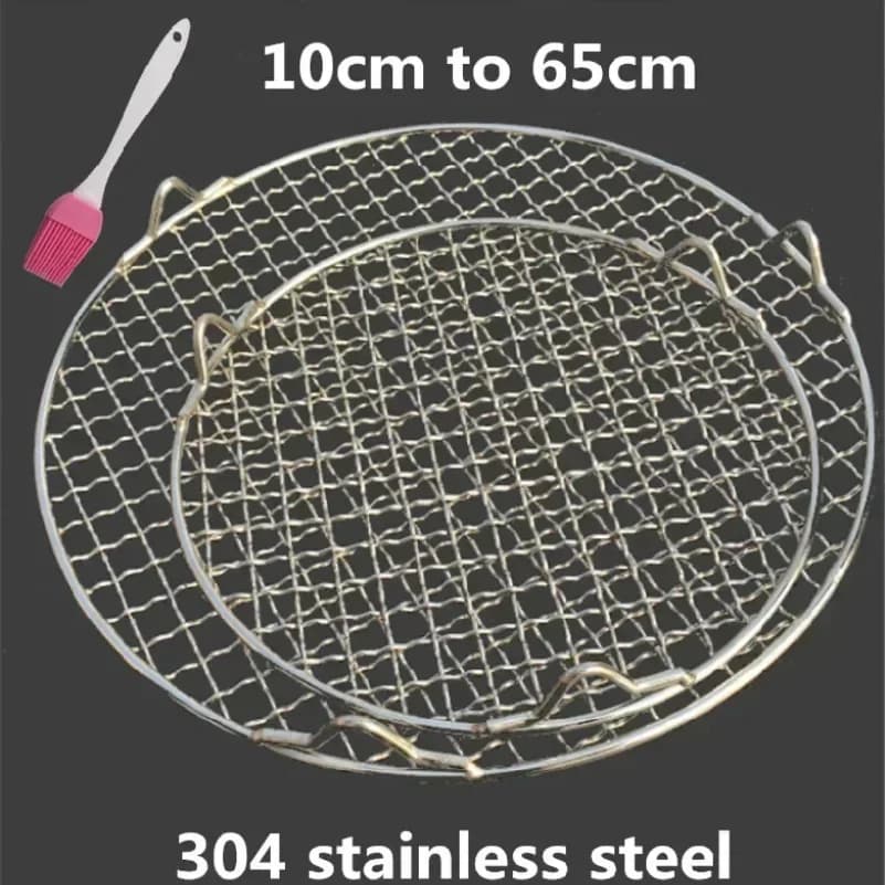 304 stainless steel round bbq net with foot barbecue grill meshes Cooling Rack steam baking rack Camping Outdoor Mesh Wire Net