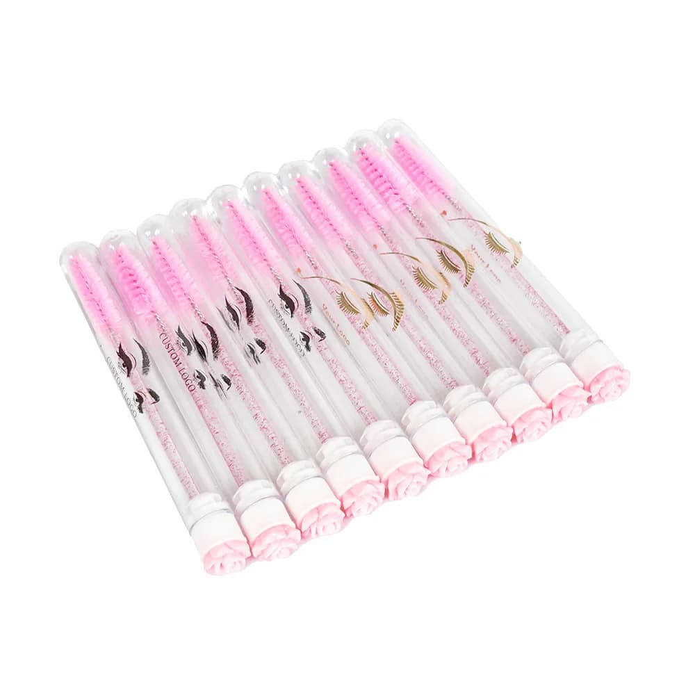 100 custom pieces eyebrow brush tubes and eyelashes reusable applicator sticks for dust mascara with Bru makeup logo adhesive