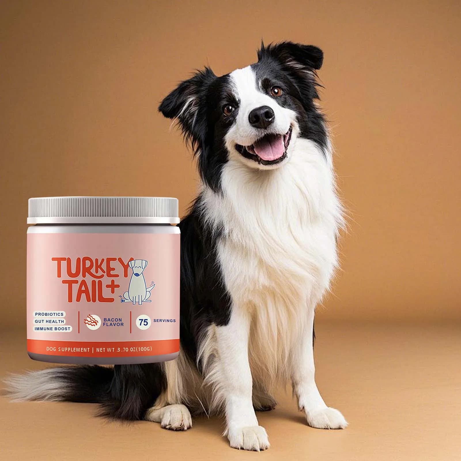 Probiotico per Cani in Granuli Morbidi con Funghi Turkey Tail e Vitamine, Integratore Delicato per la Salute Intestinale Quotidiana