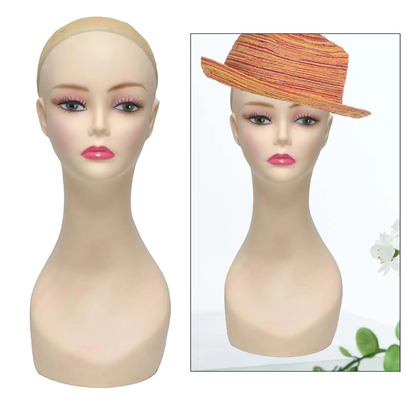 Espositore per parrucca con testa di manichino realistico multifunzionale con testa per parrucca per trucco Busto per testa di manichino per occhiali Collana Cappello