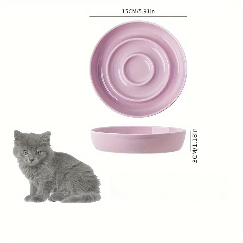 Ciotola per Gatti in Ceramica Antiscivolo Inclinata, Stazione di Alimentazione per Gatti, Ciotola Rialzata per Cani con Protezione Collo Rimovibile, Ciotola in Ceramica