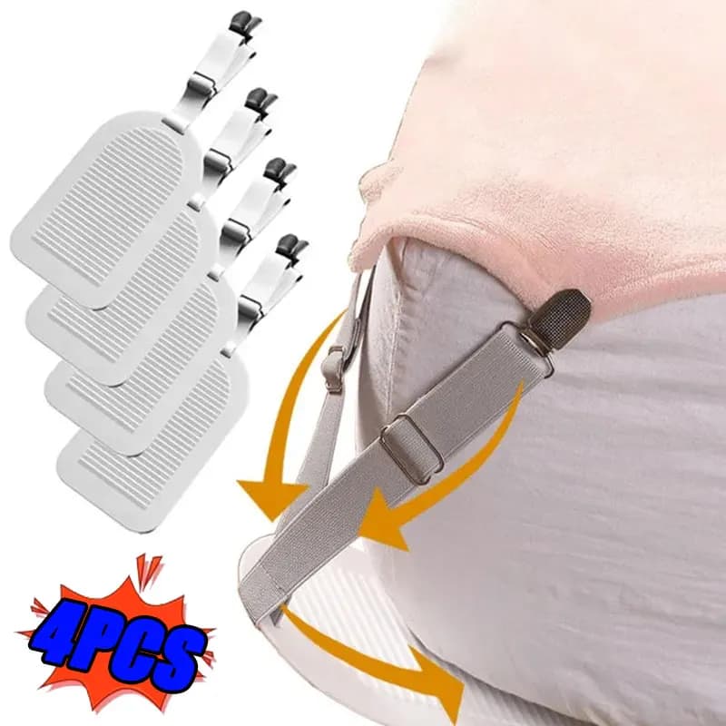 Adjustable 7.8x4,7 inch (1/4 pieces) anti-slip sheets clip - Invisible closure with secure grip, design without leaving traces - Durable PP material