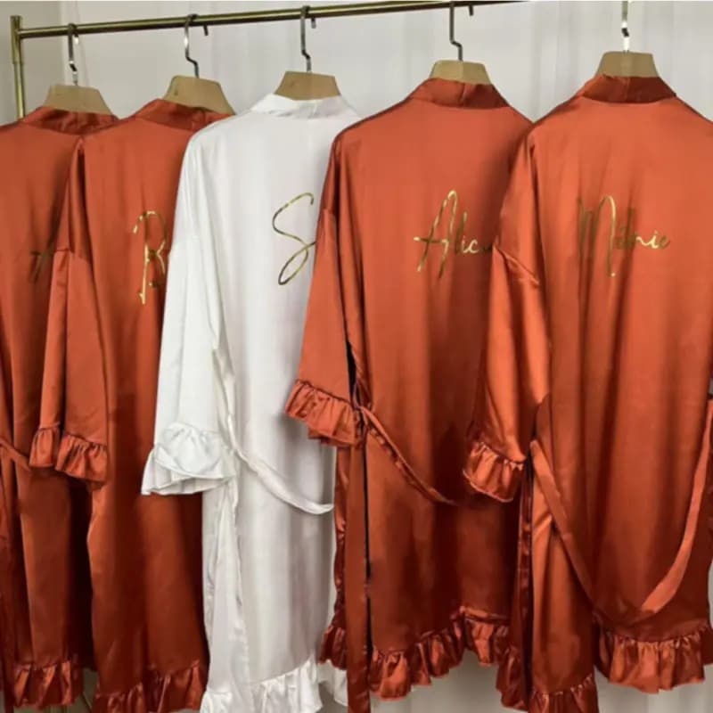 Bridal Bridesmaid Dresses with Custom Volant Customization Bride Satin Wedding Dresses Silk Wedding Vestaglia with Satin Satin Kimono Woman Soft