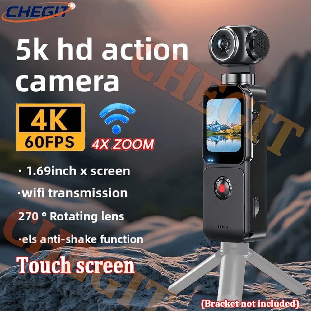 Azione tascabile 4K 270 ° Stabilizzazione ruotabile automatica Touch Screen Sport DV Bodycam 4X Zoom Videoregistratore digitale portatile