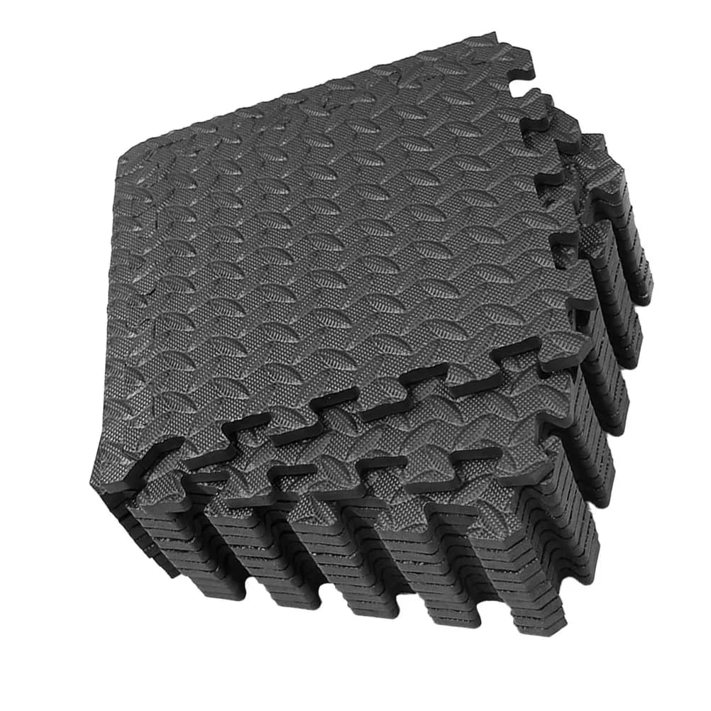 Set di 12 Tappetini Premium in Eva con Motivo a Foglia, Antiscivolo, Incastrabili, Ammortizzanti per Palestra, Sala Yoga, Bagno