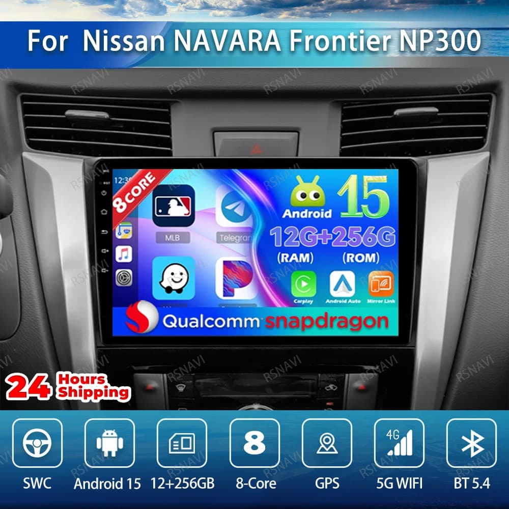 Autoradio Android 15 Per Nissan NAVARA Frontier NP300 2015 2016 2017 2018 QLED DSP AUTO BT Qualcomm Stereo 8 Core NO 2DIN RDS