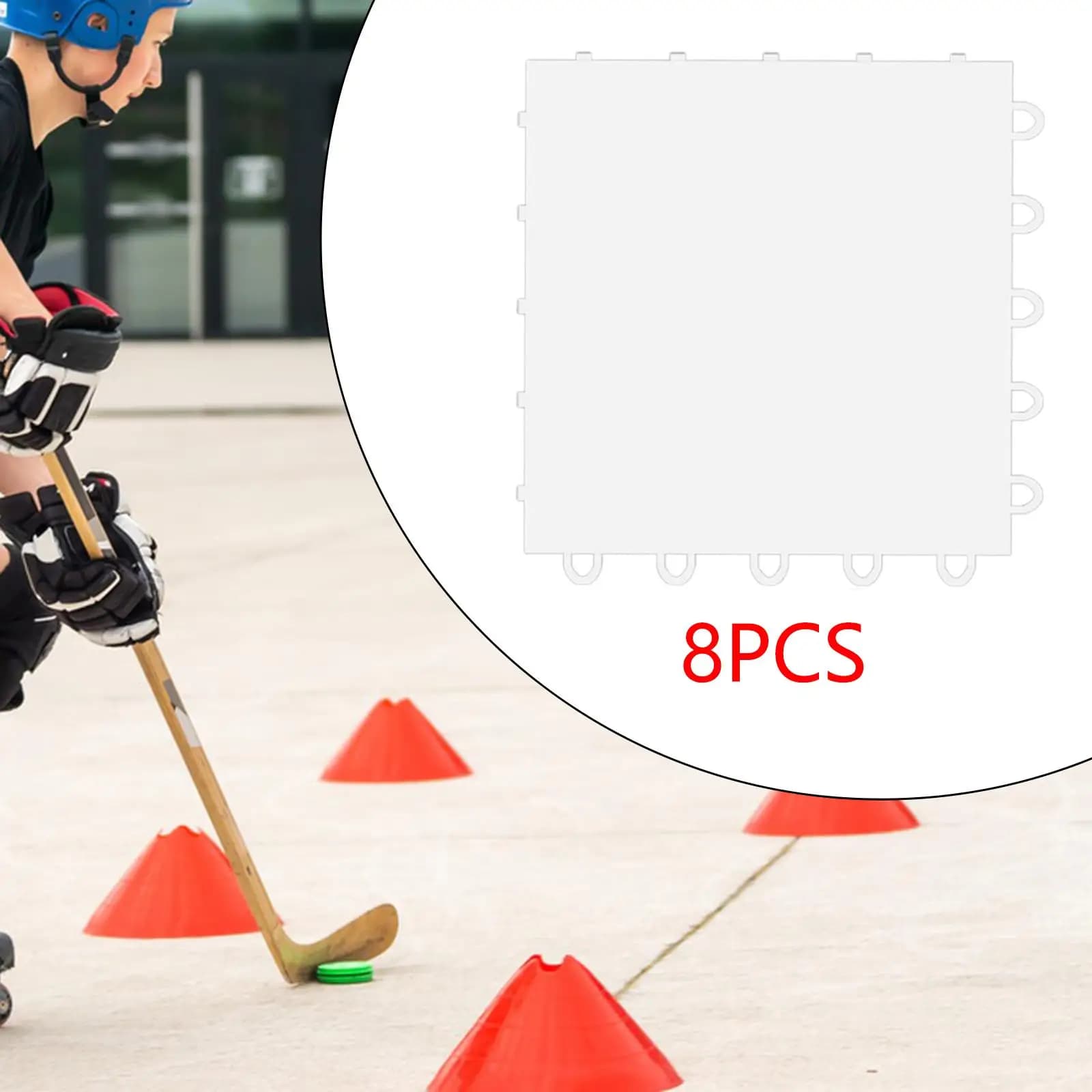 Set di 8 Tappetini per Hockey su Ghiaccio, Superficie Liscia, Attrezzatura per Allenamento Hockey, 25x25cm, Pad per Pratica di Hockey su Terra Dura e Pattinaggio a Rotelle