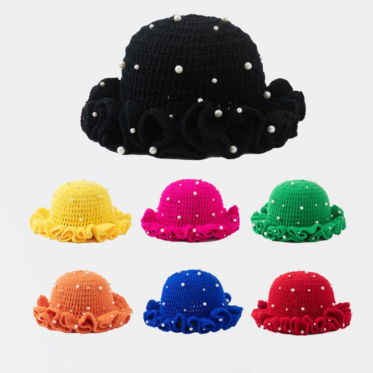 Cappello da pescatore fatto a mano all'uncinetto alla moda per donna adolescente da pendolarismo all'aperto berretto da pescatore con tesa arricciata berretto da carnevale invernale antivento