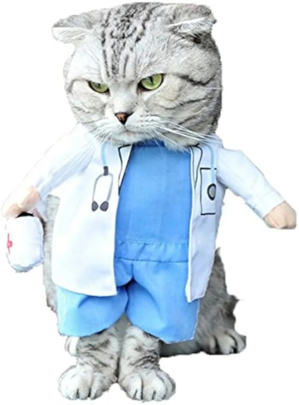 Costume di Halloween per animali da dottore/infermiera – Divertente vestito di jeans per cani e gatti (medio, stile dottore)