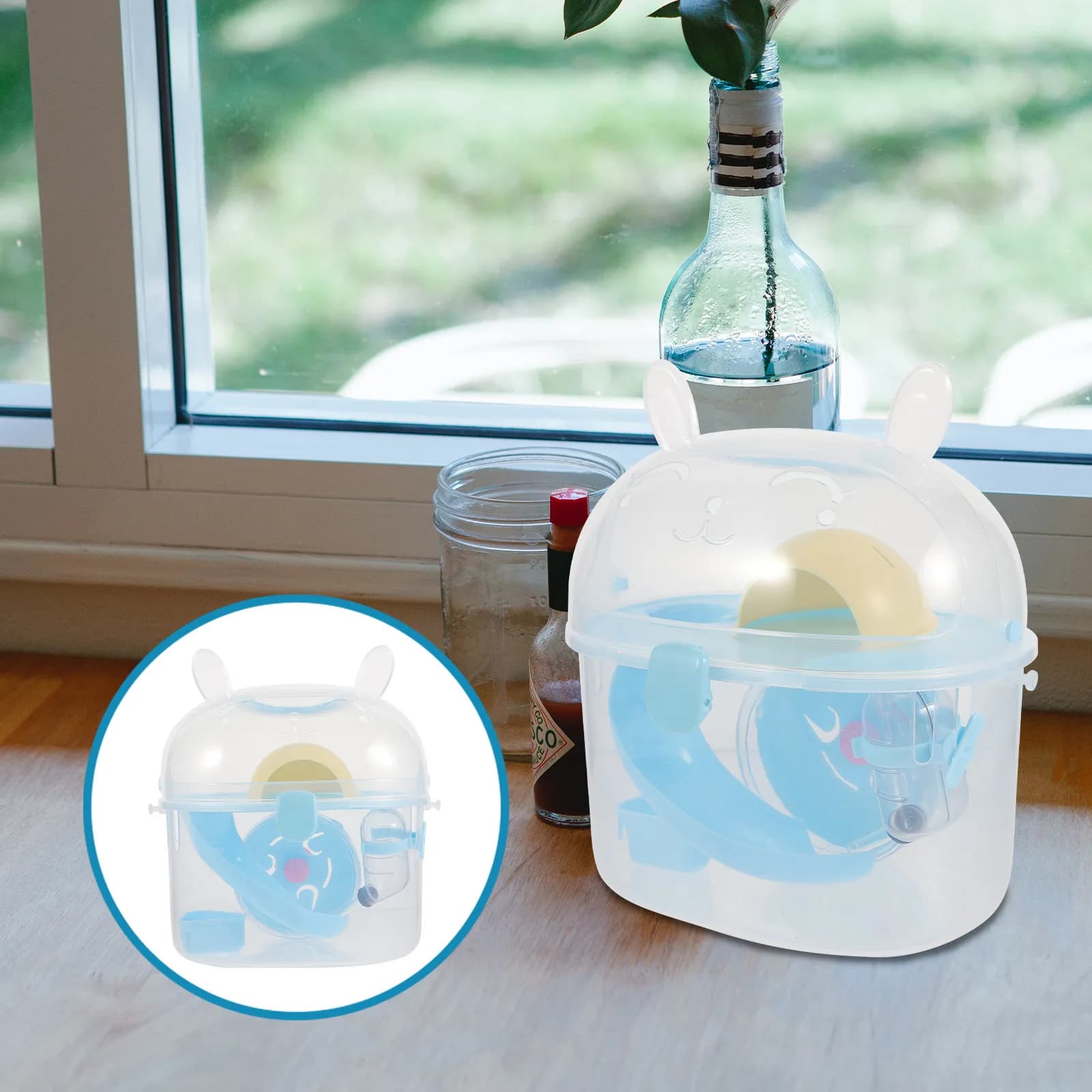 Trasportino Portatile in Plastica per Criceti e Piccoli Animali Domestici, Ideale per Viaggi, Escursioni, Passeggiate, Shopping, Uso in Metro, con Maniglia, Robusto e Spazioso