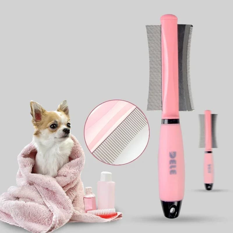 Pettine per peli di animali domestici per rimozione peli di cani e gatti Spazzola facile da deshedding su due lati per strumento per toelettatura di gatti per cani lunghi e piccoli