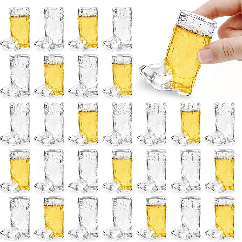 Bicchierini a Forma di Stivali da Cowboy, Mini Bicchieri in Plastica da 1 oz, Tazze Trasparenti per Birra a Tema Western per Feste