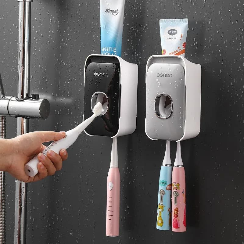 Household Wall Mounted Toothpaste Squeezer Set Punch‑free Toothbrush Holder Bathroom Storage Organizer Home Decor