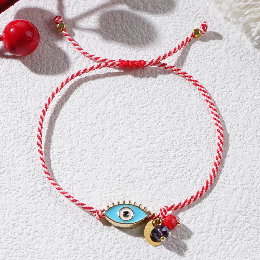 Go2boho 2024 Martis Jewelry Alloy Evil Eyes Crystal Beaded Chain Greek March Bracelet For Women Delicate New Year's Gifts