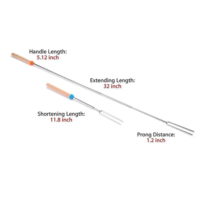 Bastone telescopico per barbecue in metallo resistente alle alte temperature per grigliare spiedini carne DropShipping