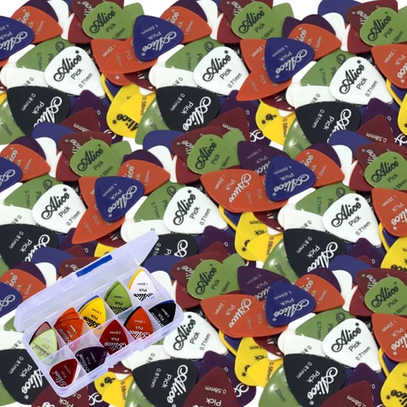 24Pcs Guitar Picks with Storage Box Celluloid Plectrums Assorted Thickness 0.58-1.5mm Acoustic Electric Guitar Bass Mediator TMZ