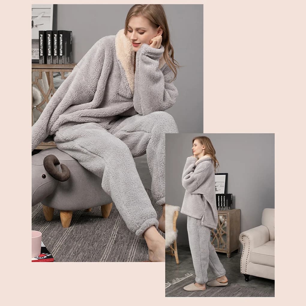 Luxury Add to Nights satin night garments for home Winter warm velvet pajamas set in versatile polyester Winered M