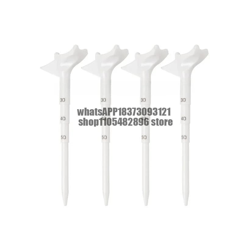 Golf tee 10° pegs, low-friction ball support, limit ladder, angled insertion tee base