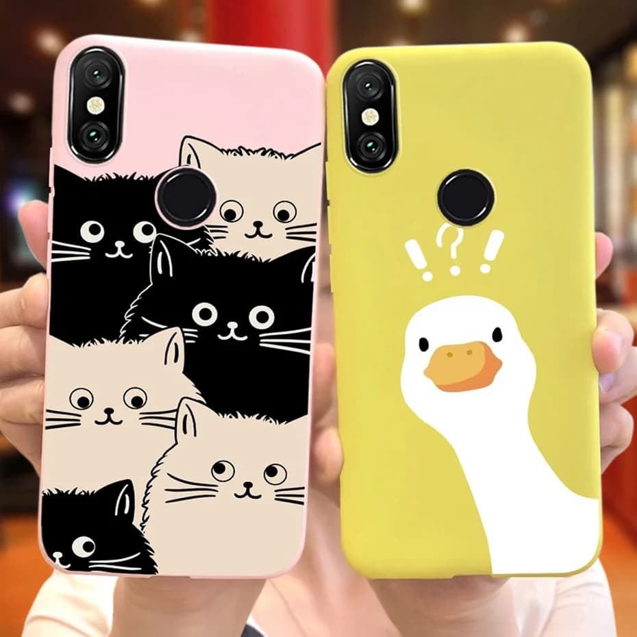 Custodia per Xiaomi Mi A2 Lite 5.84 "Cute Animal Cartoon Candy Color Soft Silicone Phone Bumper per Xiaomi Mi A2lite Cover posteriore
