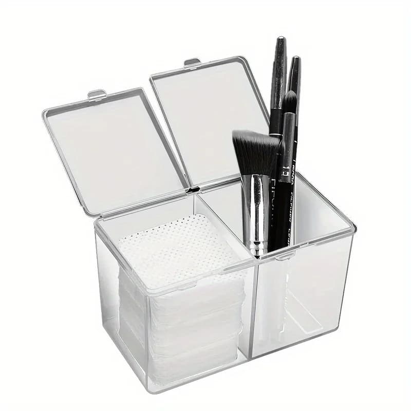 Scatola portaoggetti per unghie a 2 griglie, contenitore per rimozione smalto, scatola portaoggetti per cosmetici, scatola per pellicola di cotone, adatta F