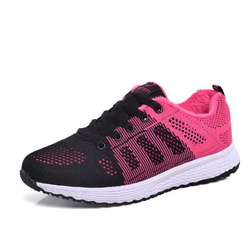 Scarpe da ginnastica invernali da donna in peluche calde scarpe sportive stringate appartamenti scarpe da corsa per donna comode scarpe da passeggio femminili WSH5402