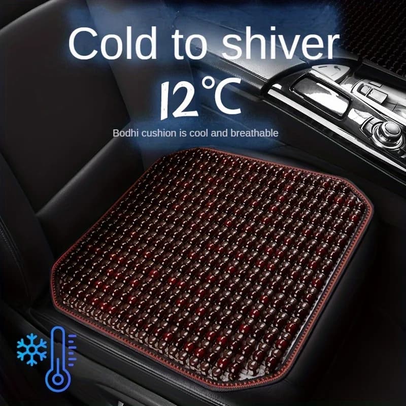 Cuscino per Sedile Auto in Perle di Legno Traspiranti - Supporto Lombare e Pad Rinfrescante, Colori Legno Rosso/Pera Gialla