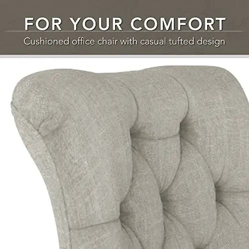 Sedia da ufficio a media altezza con design confortevole e cuscino trapuntato in tessuto grigio neutro