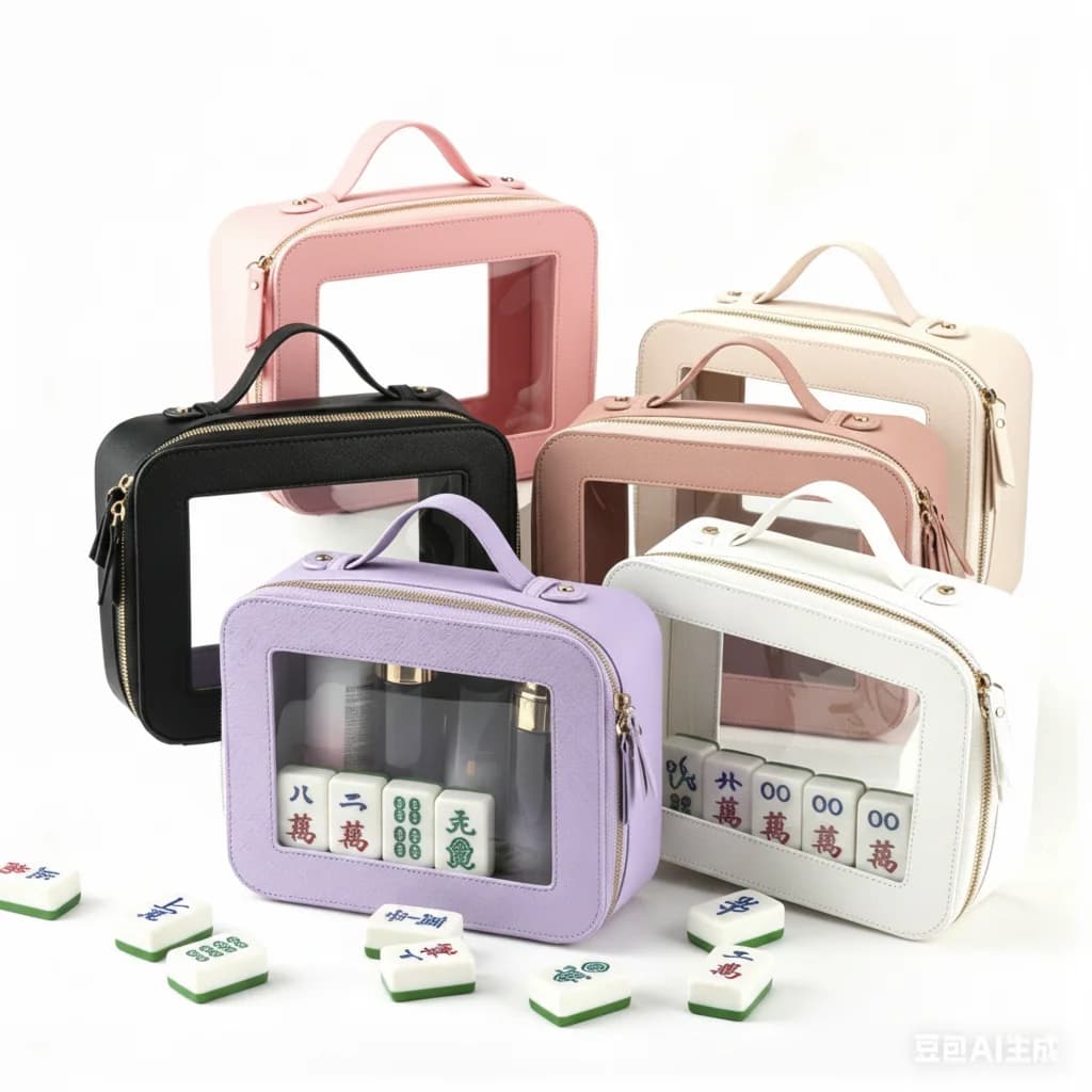 Chic Multi Color Luxury Modern PVC PU Fabric American Mahjong Storage Bag Multifunctional Portable Handbag for Game Night
