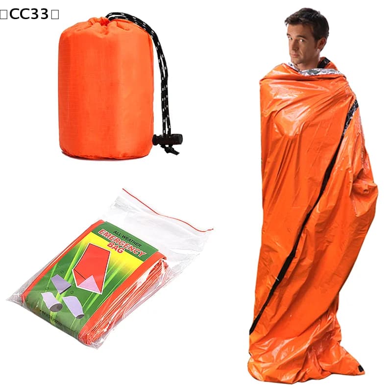 Emergency thermal sleeping bag in Mylar ultra waterproof, light blankets for survival, sleeping bag to keep the heat during camping CC33