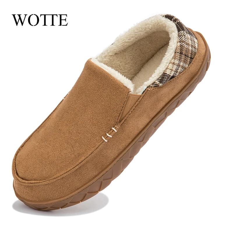 Winter Slippers Men Outdoor Warm Men Sneaker Slippers Non-Slip IMemory Foam Moccasin Slippers Footwear Thick Platform Shoes