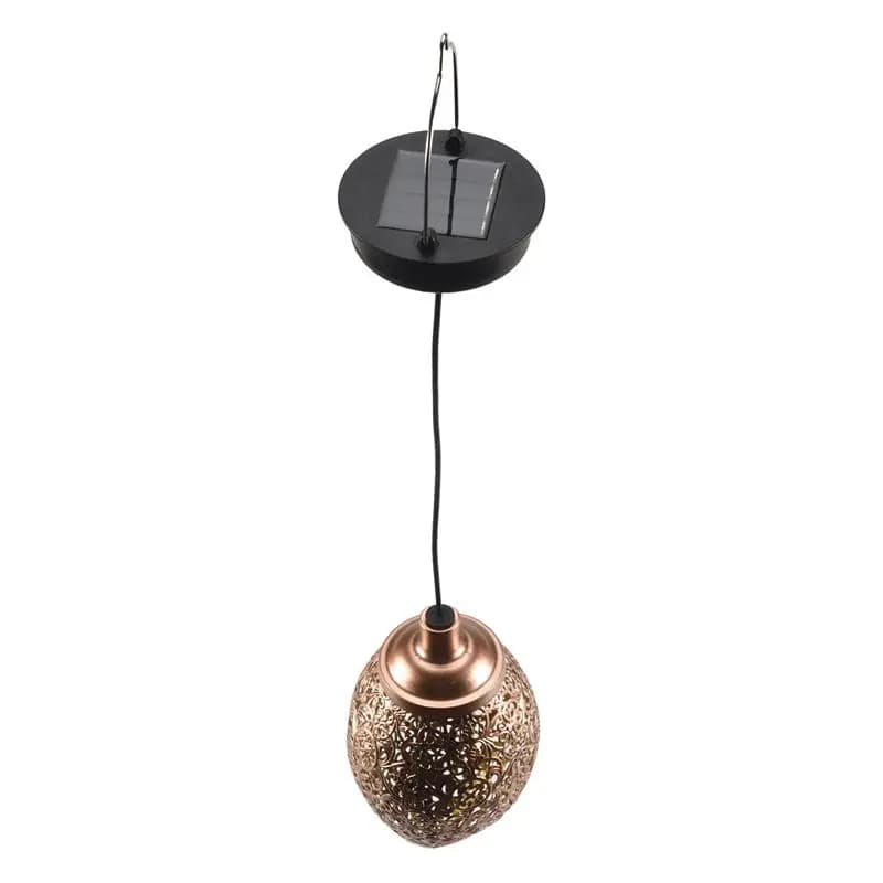 AEE6-Solar Powered LED Moroccan Hanging Lantern Retro Moroccan Pattern Projection Lamp Outdoor Garden Decor Fairy Light Kit