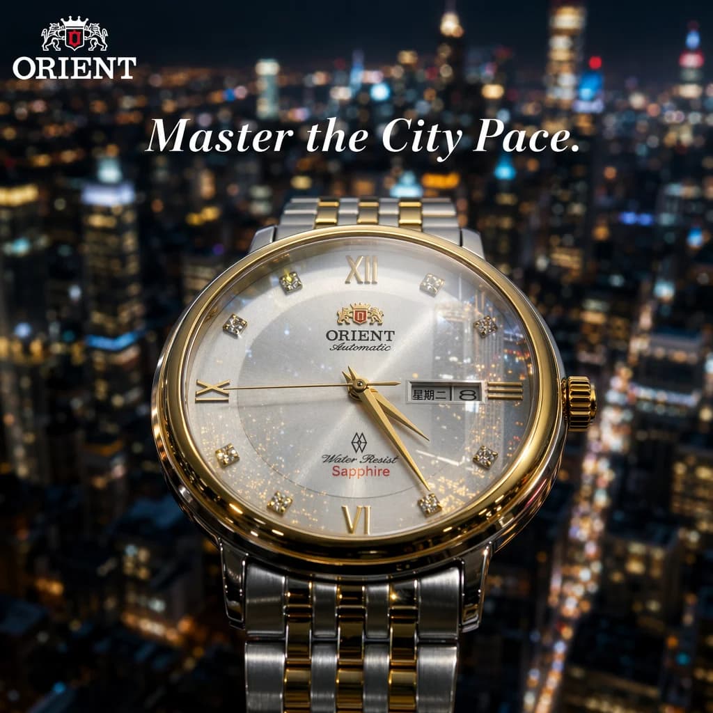 Orient Women Dual Calendar Automatic Watch 100M Waterproof Elegant Stainless Steel Business Ladies Wristwatch
