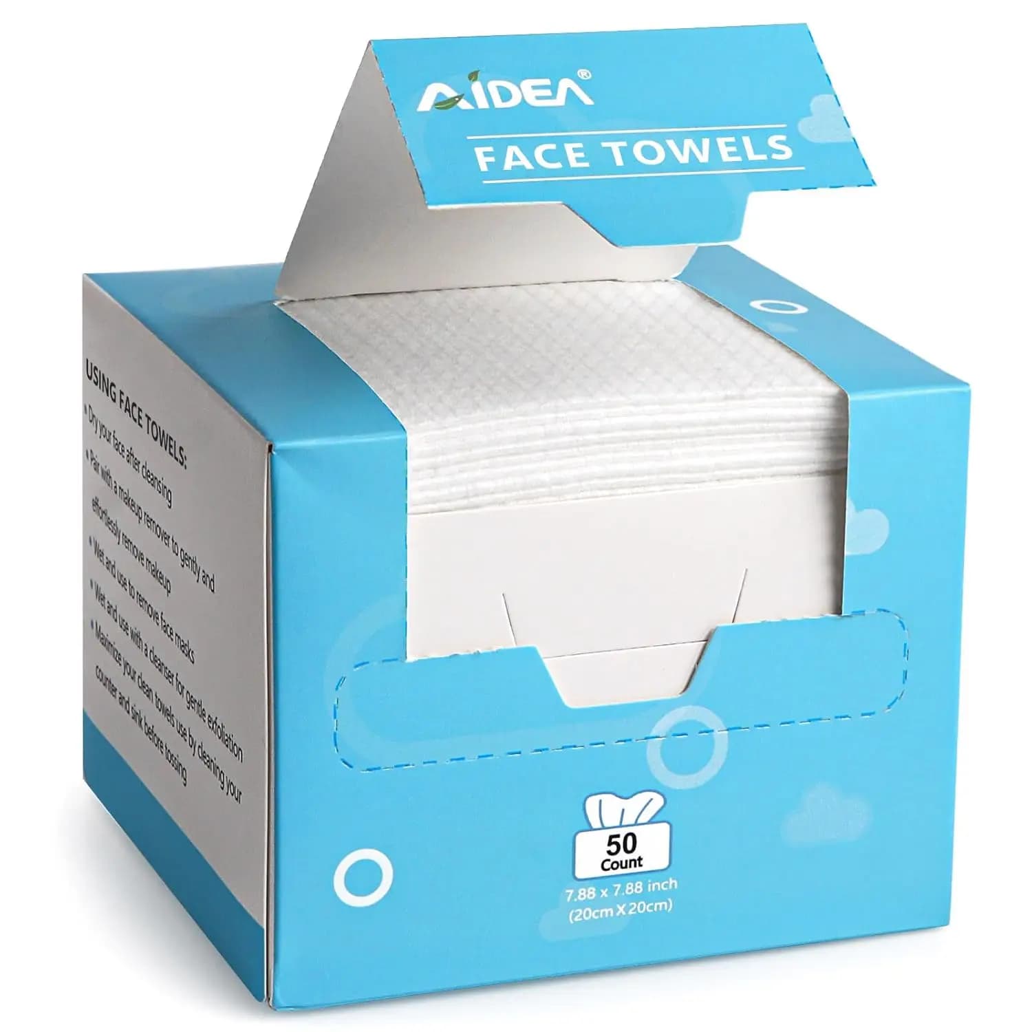 Disposable Face Towels 50Ct, Soft Facial Wipes for Sensitive Skin, Makeup Remover, Travel Dry Cloths