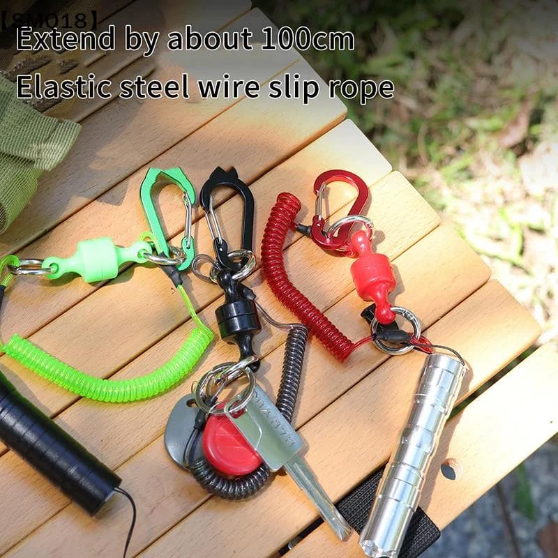 Magnetic Net Release Holder With Coiled Lanyard Fly Fishing Tools Strong Magnet Carabine Fast Buckle Anti-Drop Accessories【SMQ】