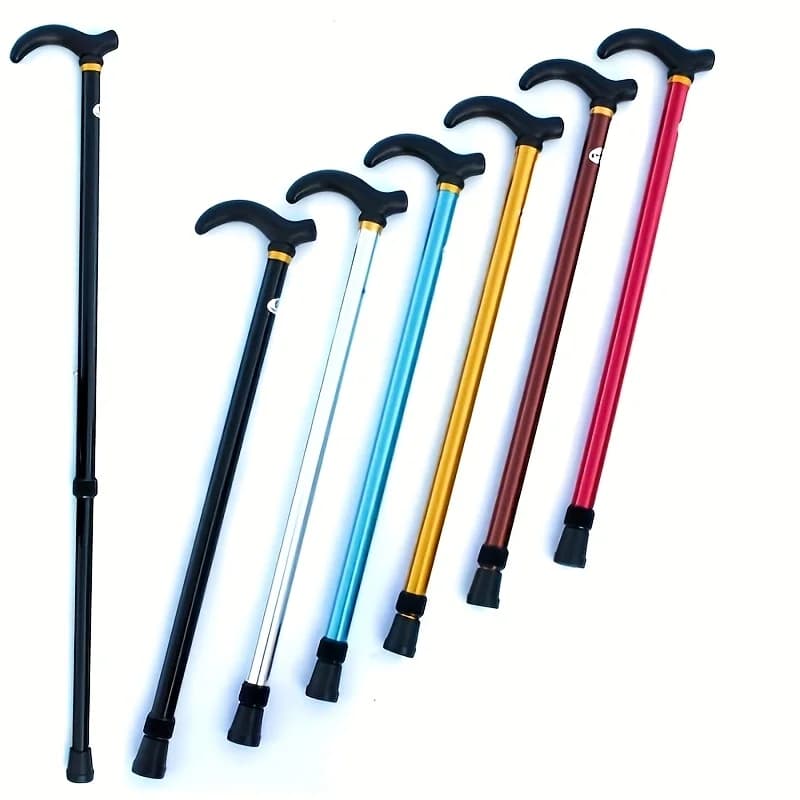 1Pc 2-Section 90cm Adjustable Aluminum Alloy Anti-Slip Ultralight Telescopic Hiking Trekking Pole For Outdoor Elderly