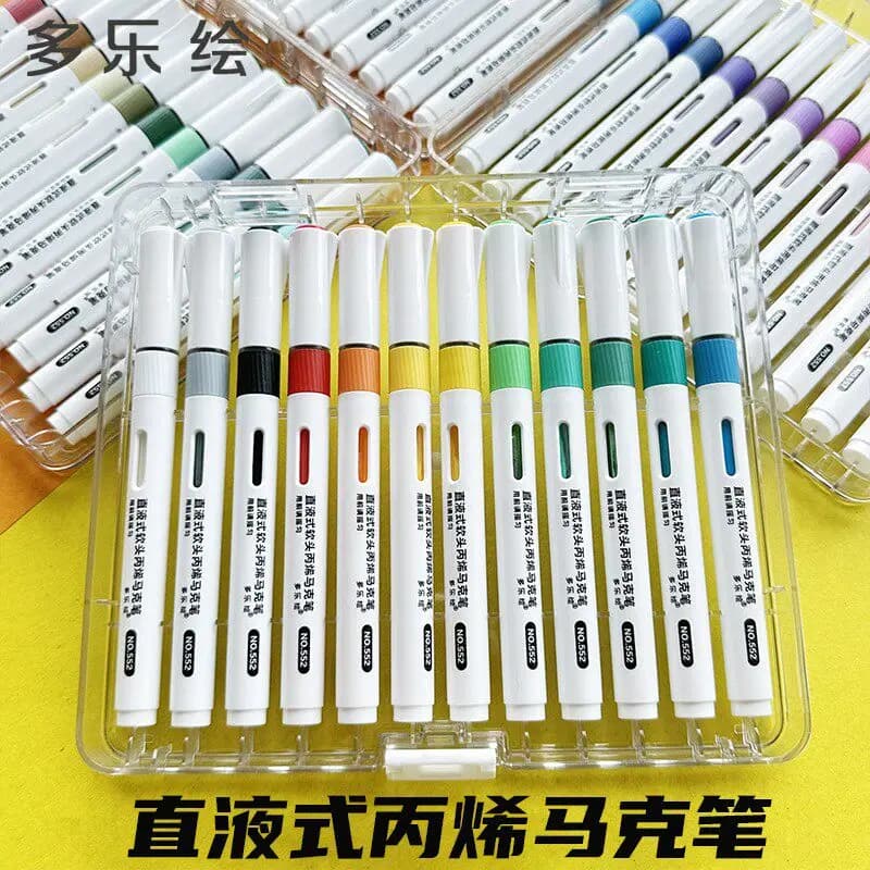 Doloha Mark Pen Soft Head Direct Liquid Metallic Color Propylene Paint Model Color Pen Water-Based Paint Signature Highlight