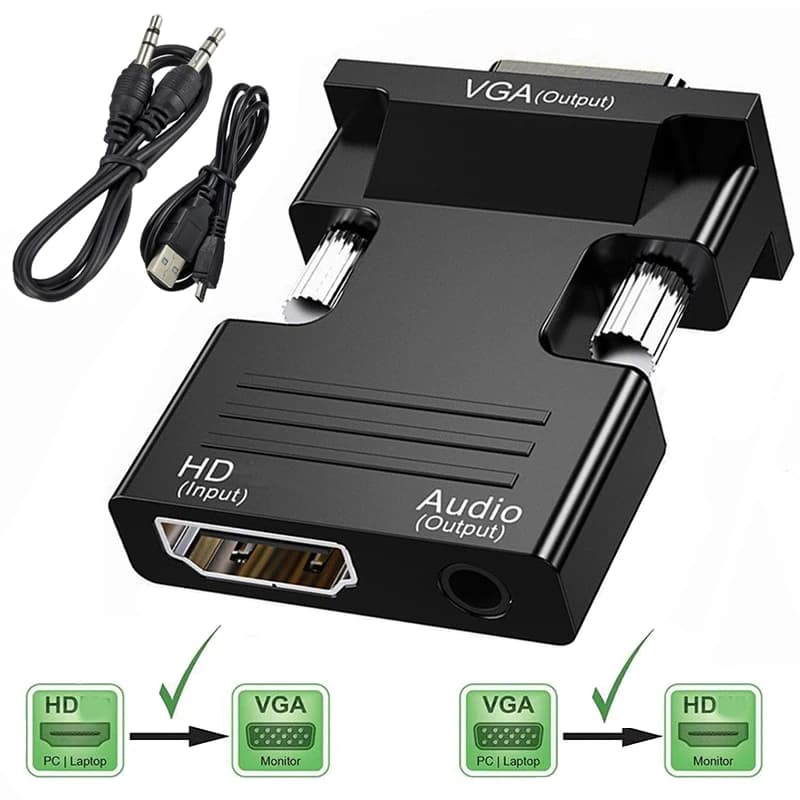 Convertitore adattatore Full HD 1080P compatibile con HDMI a VGA adattatore da VGA a HDMI per PC Laptop a HDTV proiettore convertitore Audio Video