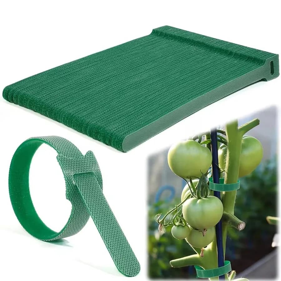 Fascette Riutilizzabili per Piante Verdi, Nastro da Giardino in Nylon con Gancio e Anello per Supportare Piante, Pomodori, Viti, Fiori, Flessibili e Regolabili
