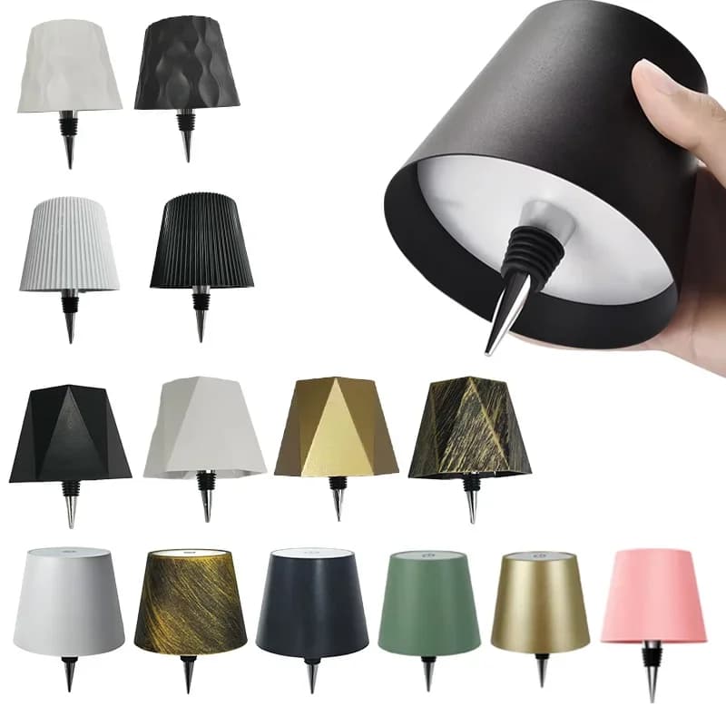 Lampada da tavolo wireless a forma di bottiglia con controllo touch a 3 colori e regolazione continua della luminosità, lampada notturna per decorare bottiglie di vino da bar, luci da scrivania.