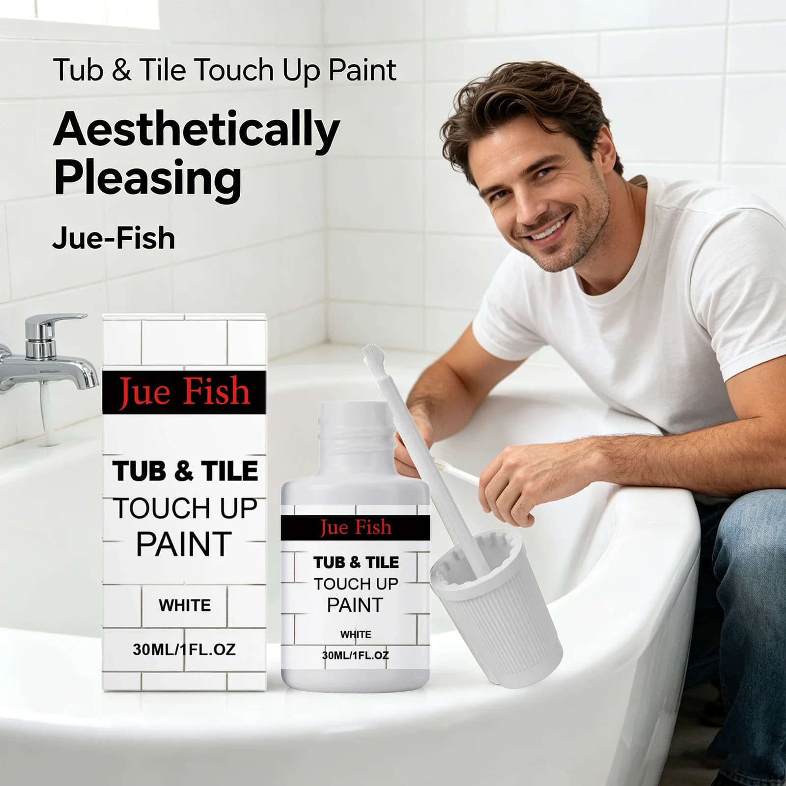 Bathtub Ceramic Repair Paint Covering Scratches & Stains Restore Bright White Luster Renovation Quick Drying Tile Touch up Paint
