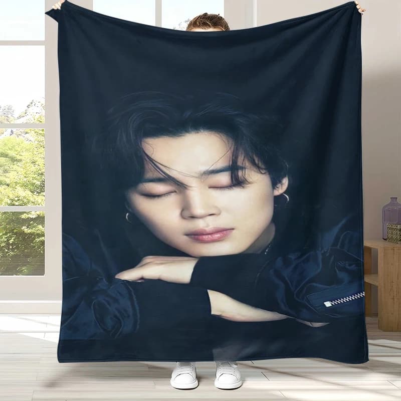 Jimin Kpop B-BTS Star Flannel Blanket,Ultra Soft Warm Plush Throw for Home Bedroom Bed Sofa Cover Office Camping picnic gift
