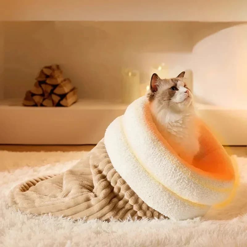Cats' nest pads Winter fur bag for cats Comfortable sleeping bag for cats Semi-closed for pets Coconut dog bag Washable