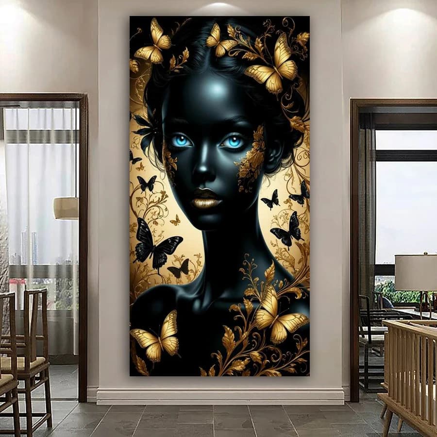 Diy Diamond Embroidery African Woman Butterfly Mosaic Picture Large Size Diamonds Painting Goddess Full Jewelry Cross Stitch Kit